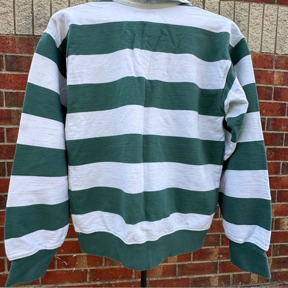 Arizona Jean Co Y2K Rugby Striped 1/4 Button Collar Green White Long Sleeve M - Picture 10 of 17